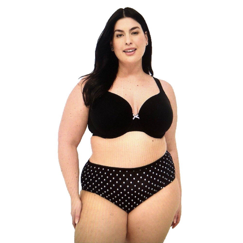 NWT Lane Bryant Black And White Polka Dot Cotton High Leg Brief Panties 3X 26 28